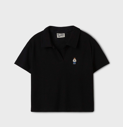 韓國 Who.A.U Steve Ribbed Collar T-Shirt【WA179】