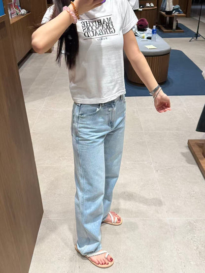 韓國 Marithe Francois Girbaud W High Straight Denim Pants【MF730】