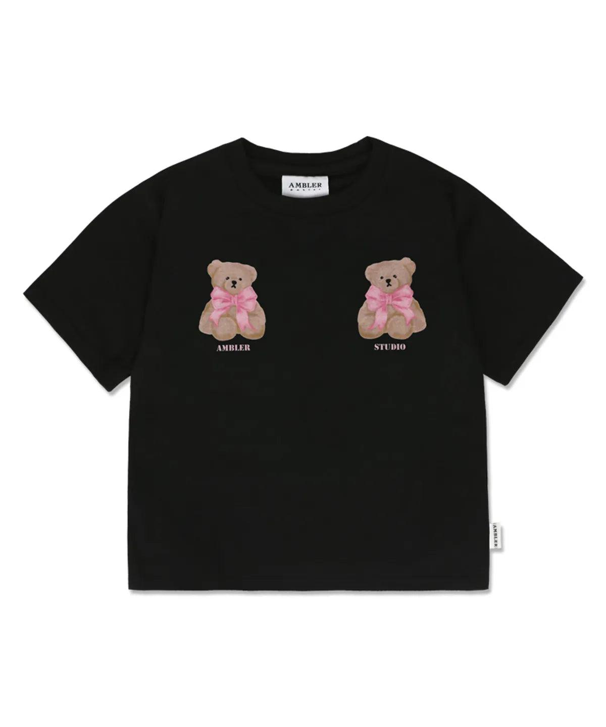 韓國 Ambler Ribbon Bear Crop Short Sleeve T-Shirt【AR040】