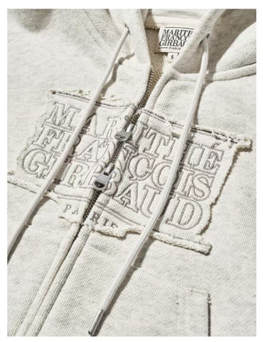 W CLASSIC LOGO MELANGE CROP HOODIE ZIPUP【MF320】