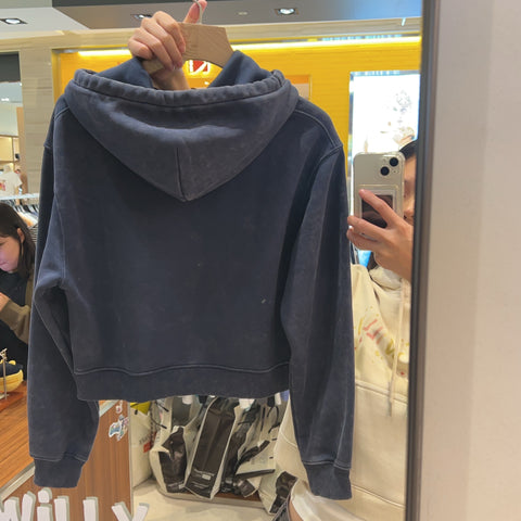 韓國 Wacky Willy Women's Snowwashed Graphic Crop Hoodie【WW022】