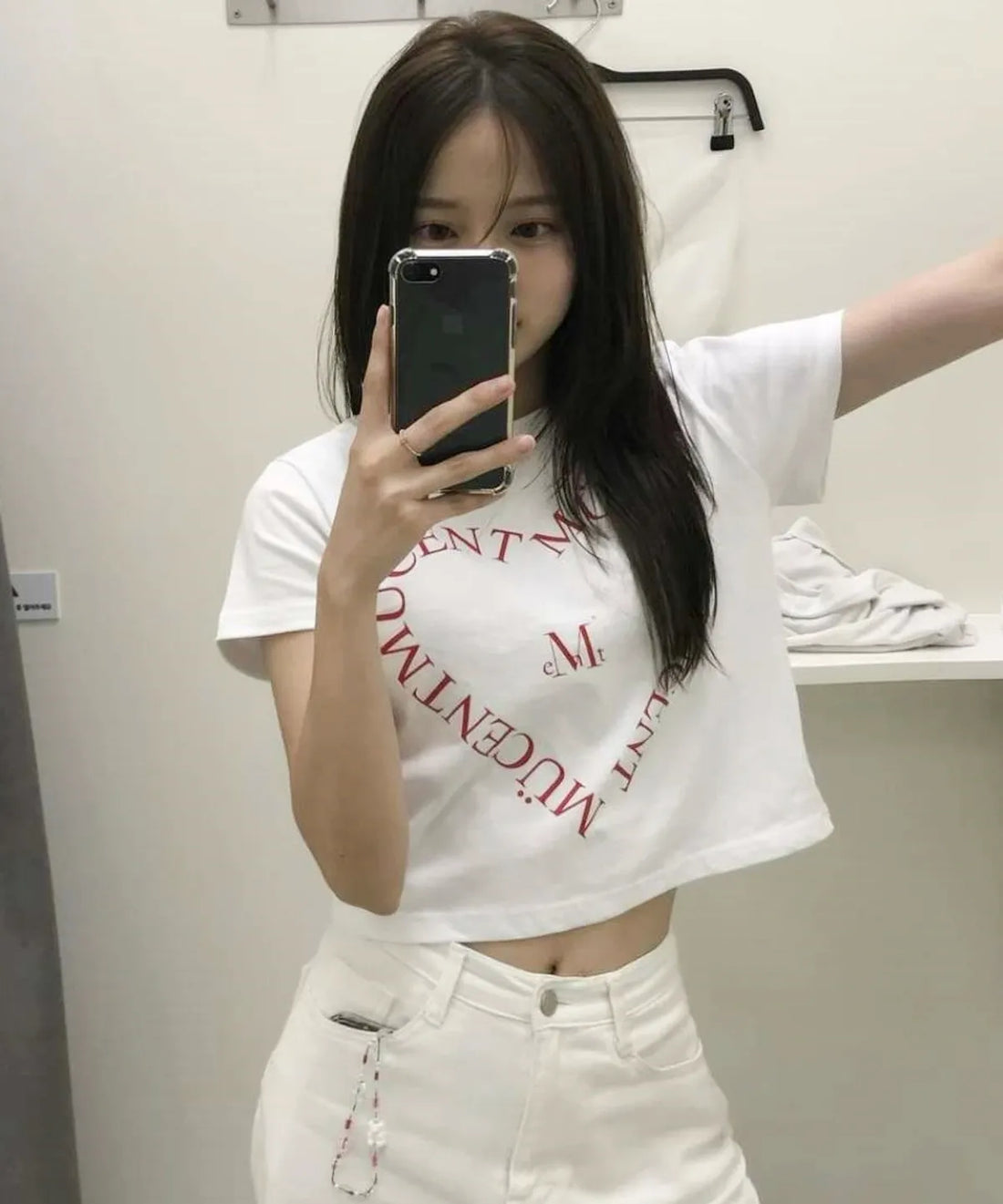 韓國 Mucent Heart Lettering Half T-Shirt【MU018】