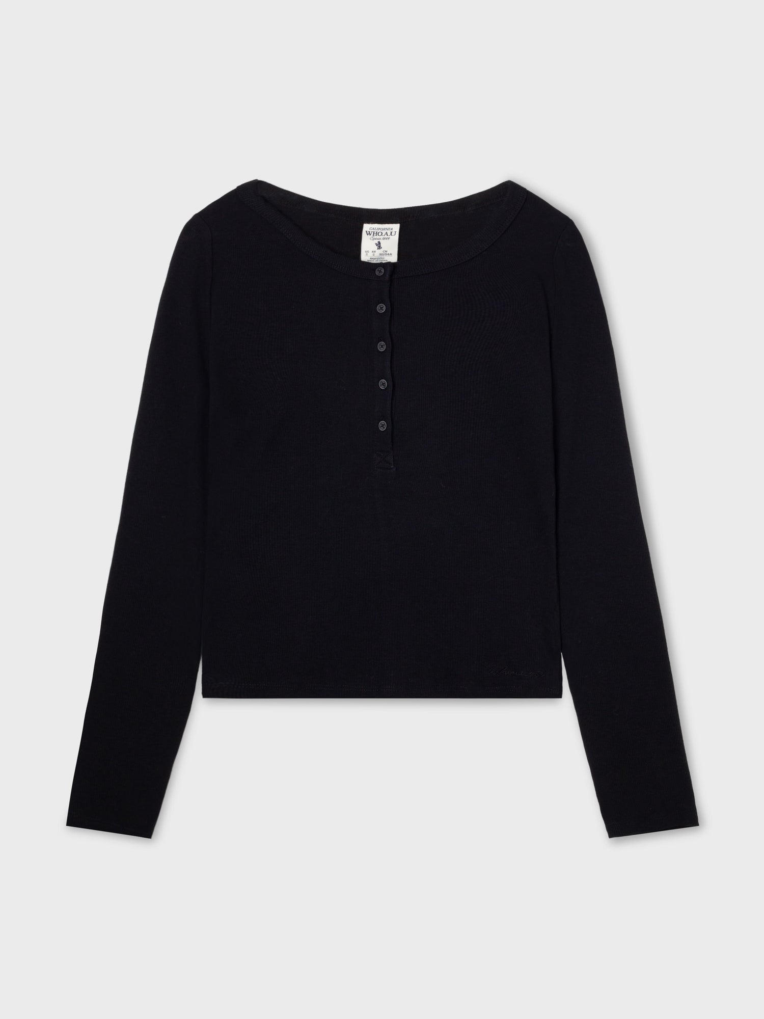 韓國 Who.A.U Ribbed Henry Neck T-shirt【WA220】