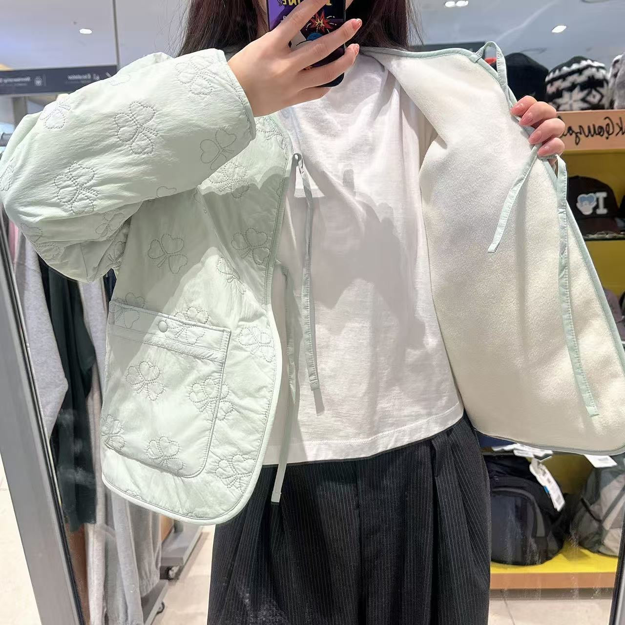 韓國 Mark Gonzales Women's Club Symbol Quilted Ribbon Point Jacket【MG184】