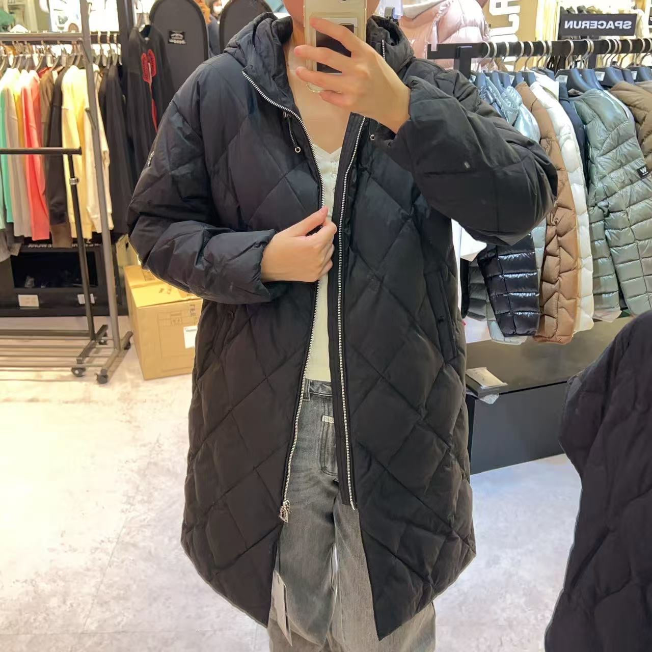 韓國 LifeWork Women's Lite Diamond Quilted Long Hooded Down Jumper (鴨絨)【LW035】
