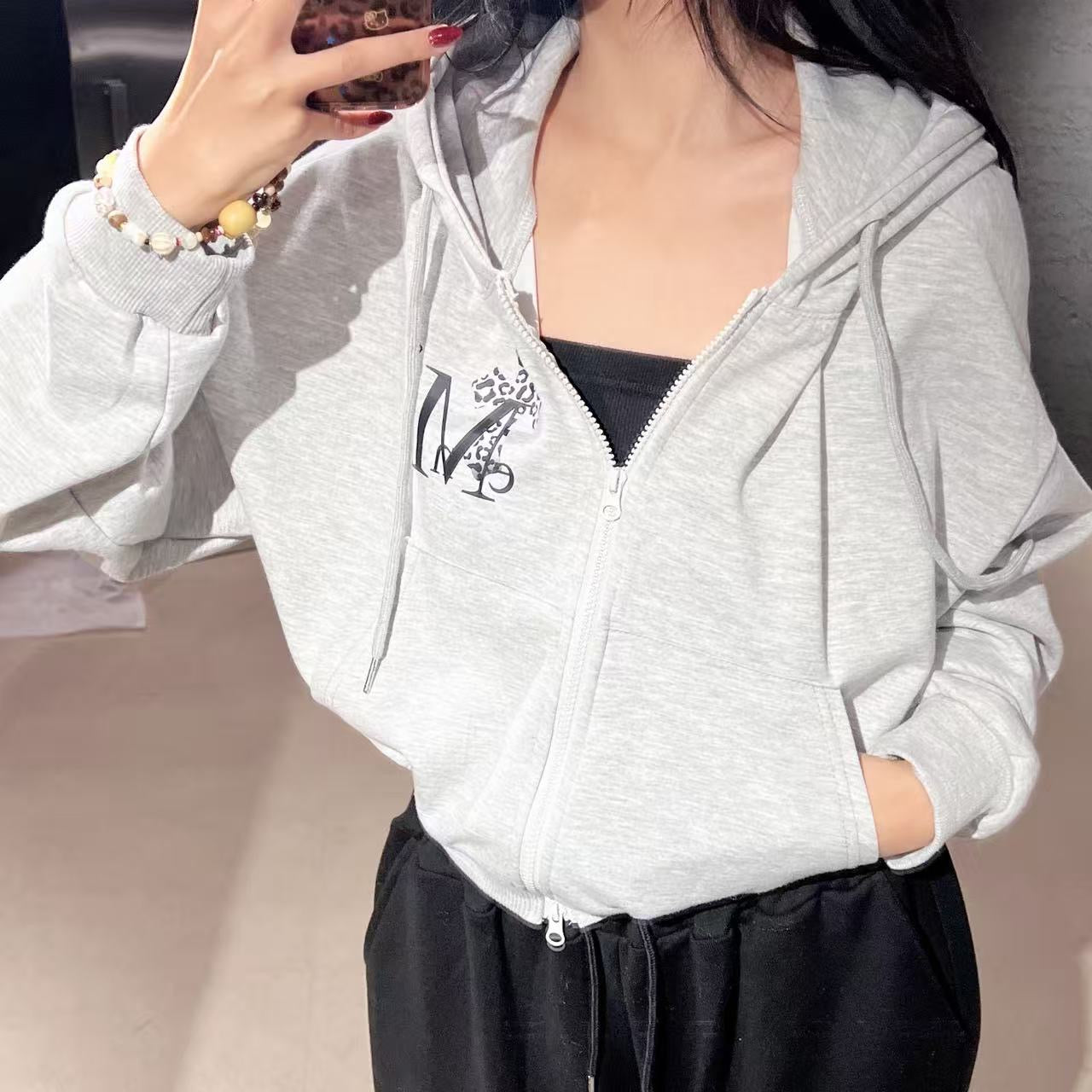 韓國 Mucent Sahara Gradation Leopard Cross Hood Zip-up【MU142】