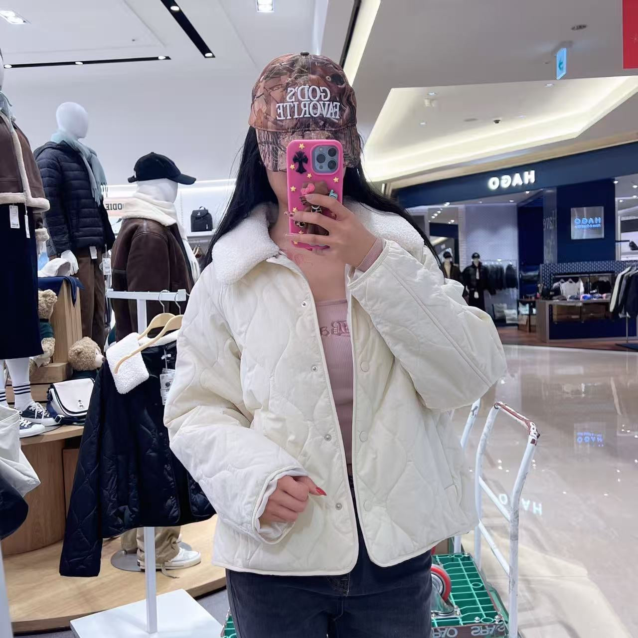 韓國 SPAO Detachable collar lightweight quilted jacket【SP192】