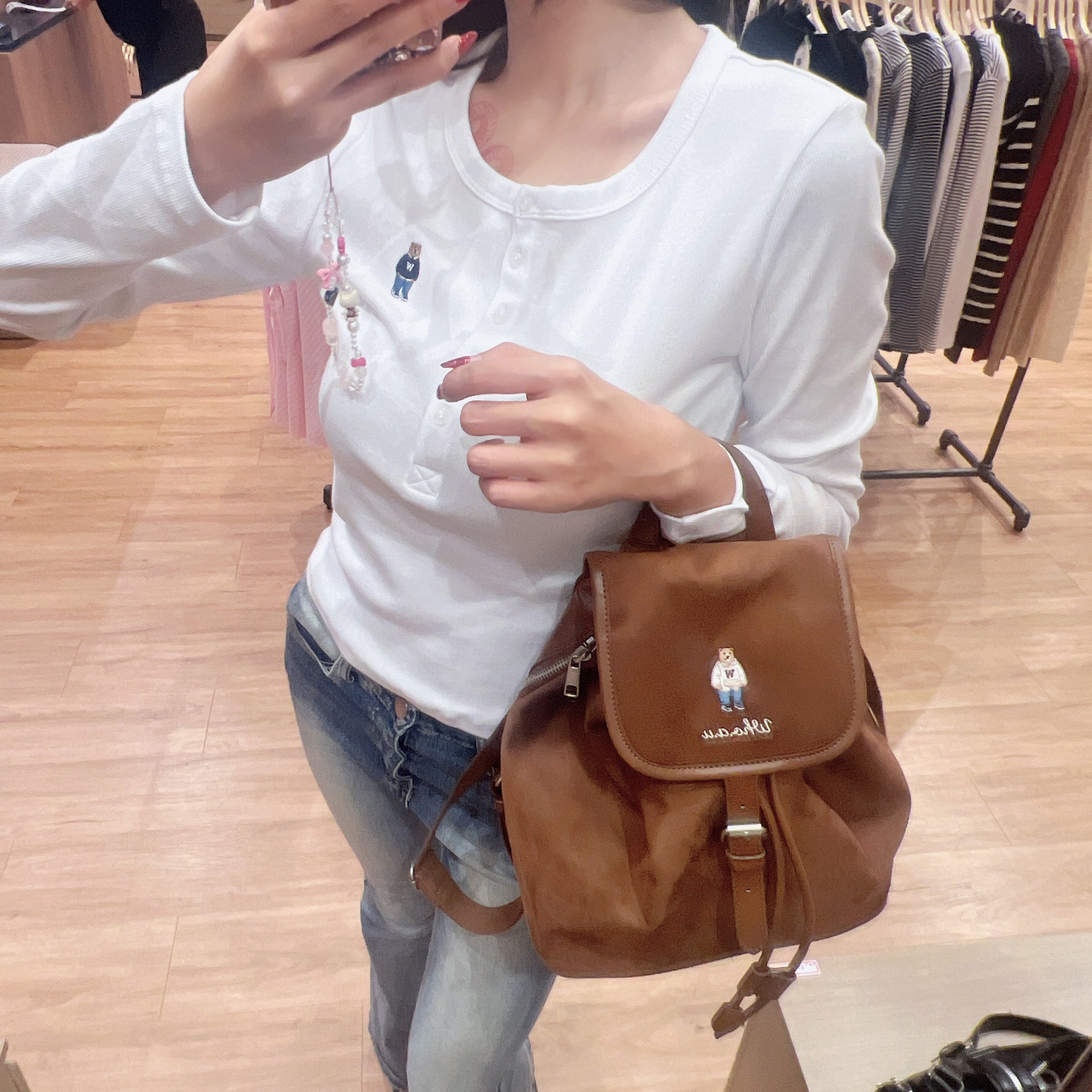 韓國 WhoAU Suede Backpack【WA199】