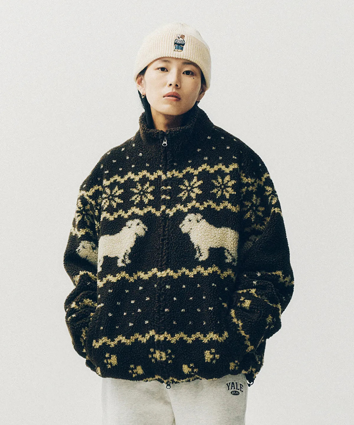 韓國 Yale Jacquard Boa Fleece Jacket【YA043】