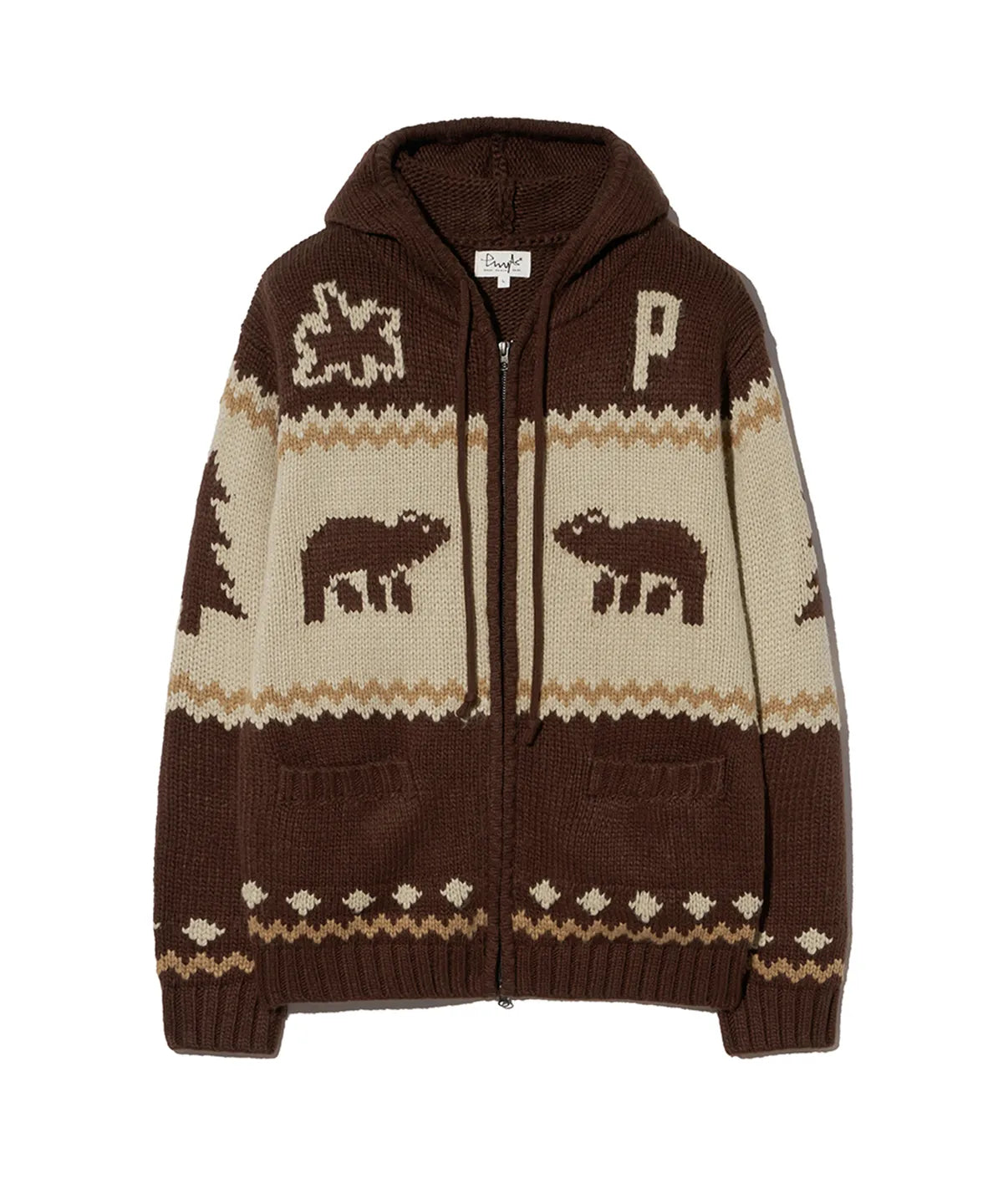 韓國 Phyps Bear Two-Way Nordic Knit Hooded Zip-Up【PS049】