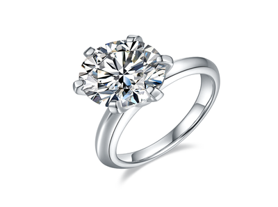 莫桑鑽 S925银T家六爪5.0克拉戒指【SM1275】