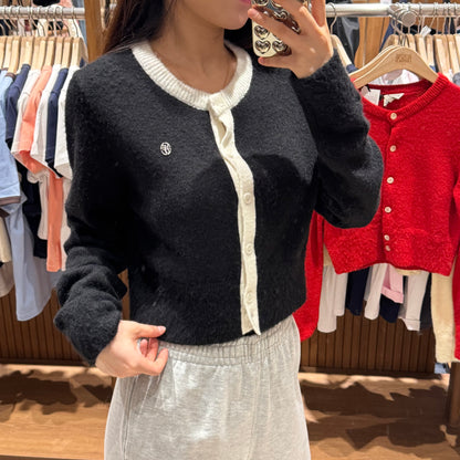 韓國 Marithe Francois Girbaud W CIRCLE LOGO MOHAIR CROP CARDIGAN【MF114】 - STT Mall HK 靚太網購