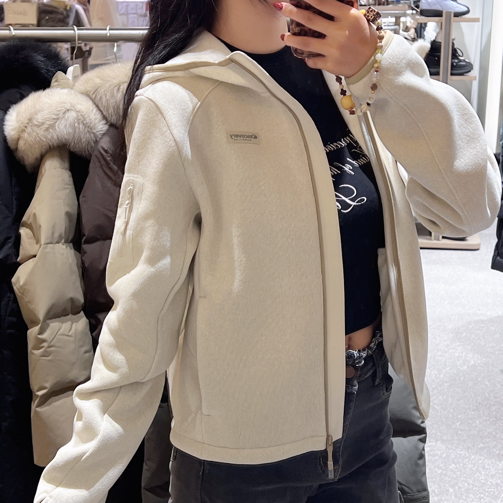 韓國 Discovery Women's Knit-Like Hooded Jacket【DY080】