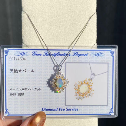 日本直送 滿鑲天然歐泊銀項鍊【JS351】