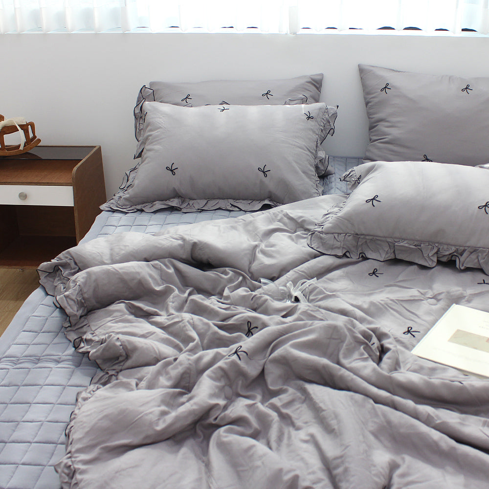 韓國 法式花邊蝴蝶刺繡結莫代爾(有花邊)【SM404】