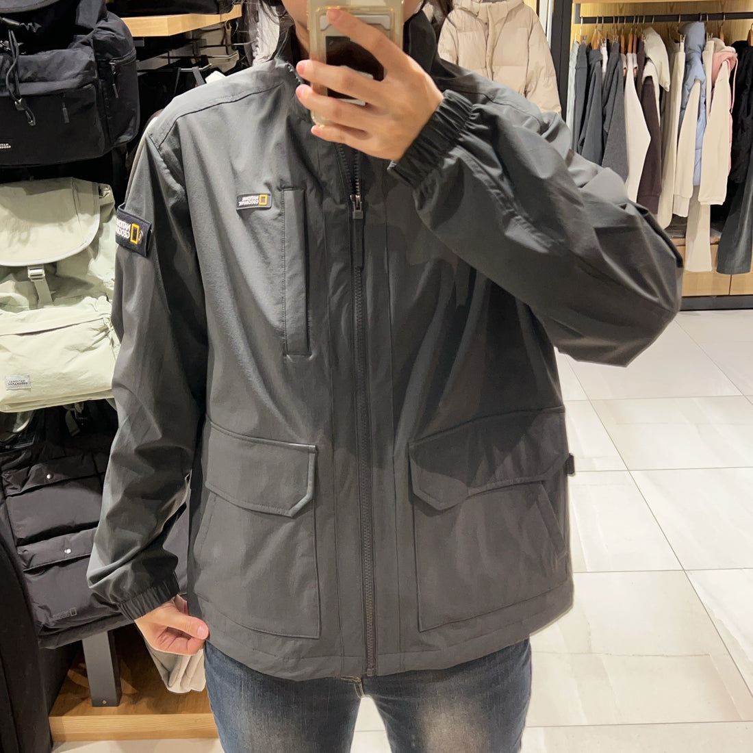 韓國 National Geographic Archelon Woven Stretch Stand Neck Zip-Up【NG313】