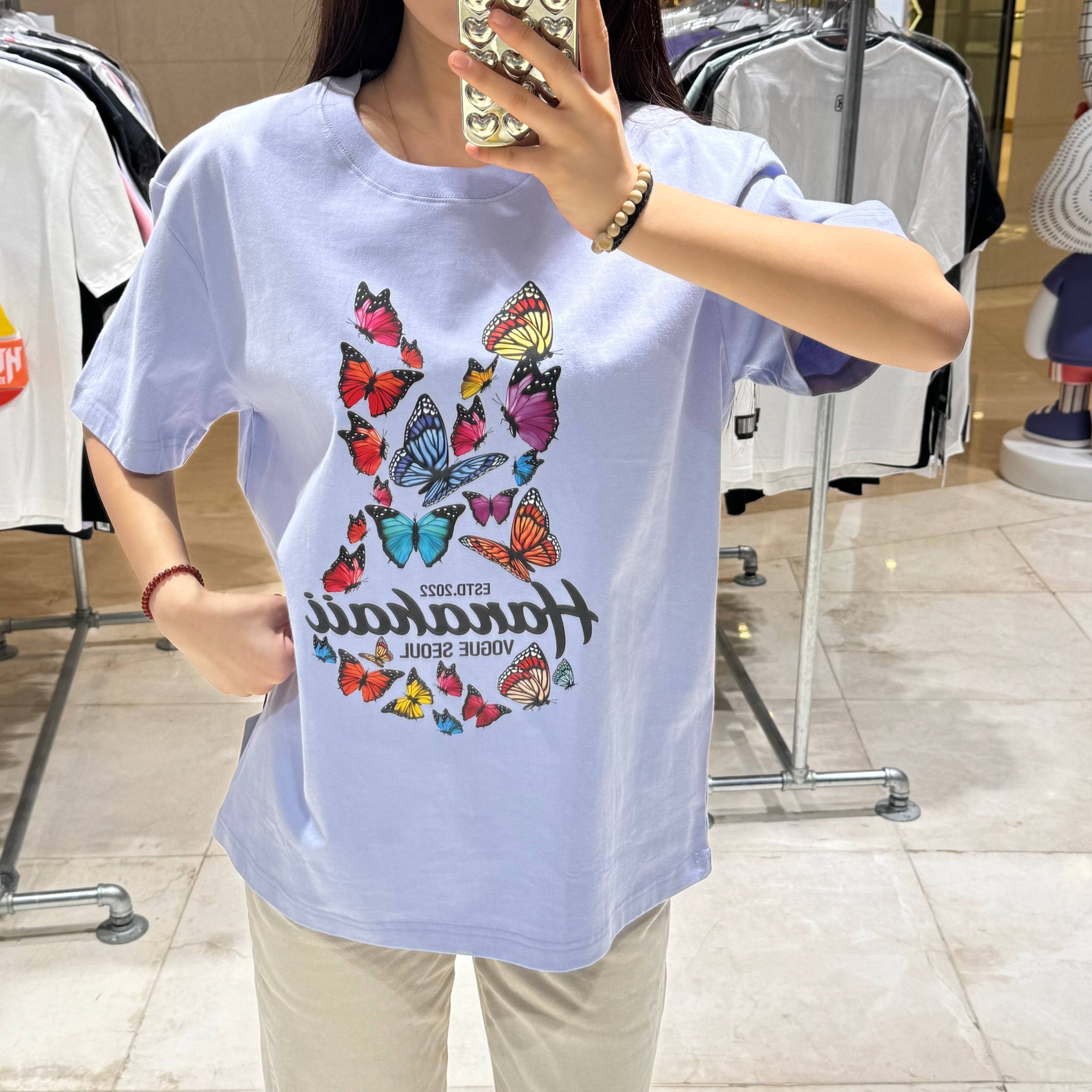 韓國 HANAHAII 蝴蝶圖案 T-shirt【HA024】 - STT Mall HK 靚太網購