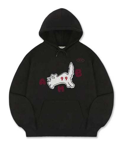 韓國 Ambler Meow! Cat Embroidered Unisex Hoodie【AR074】