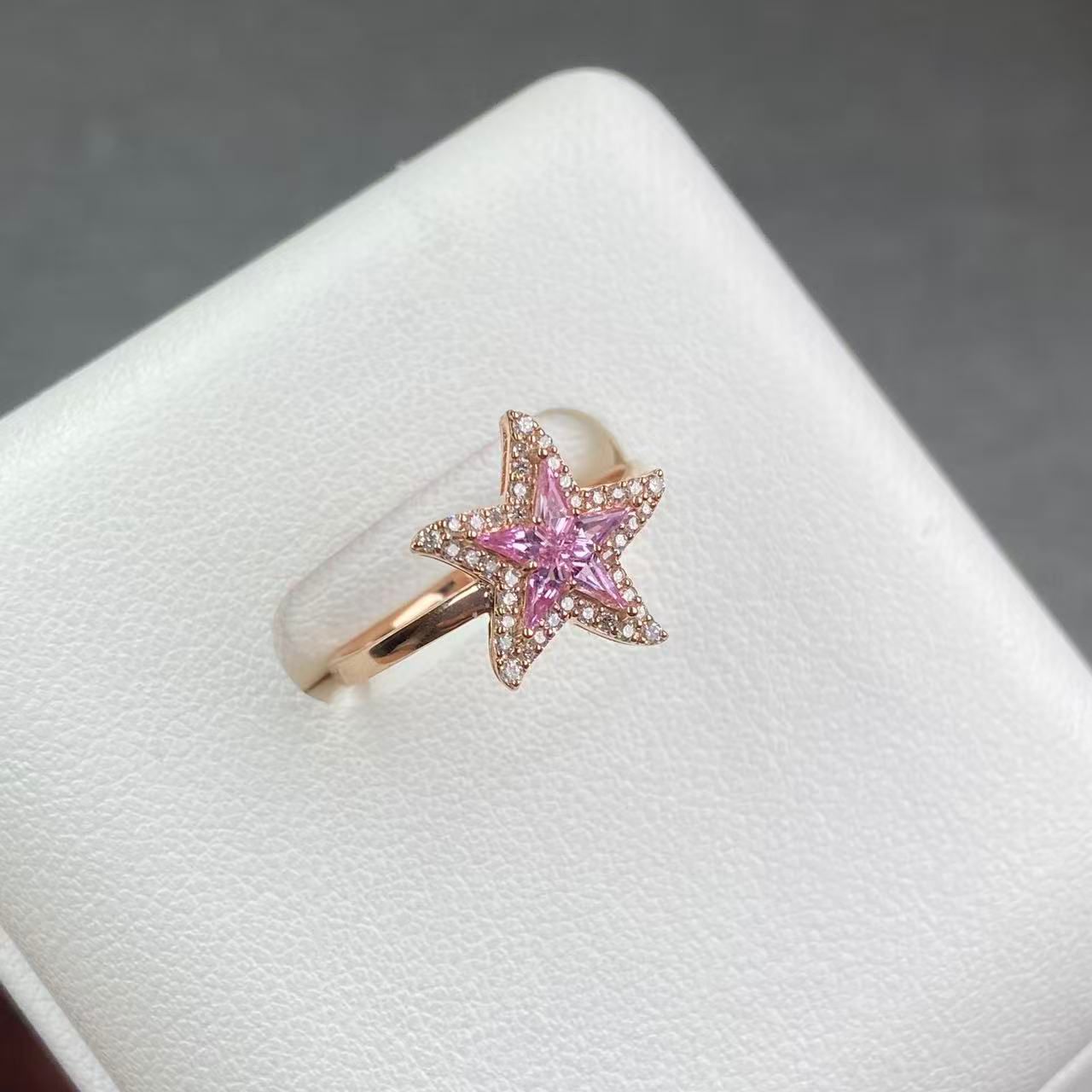 日本直送 粉藍寶海星鑽石戒指【JS379】