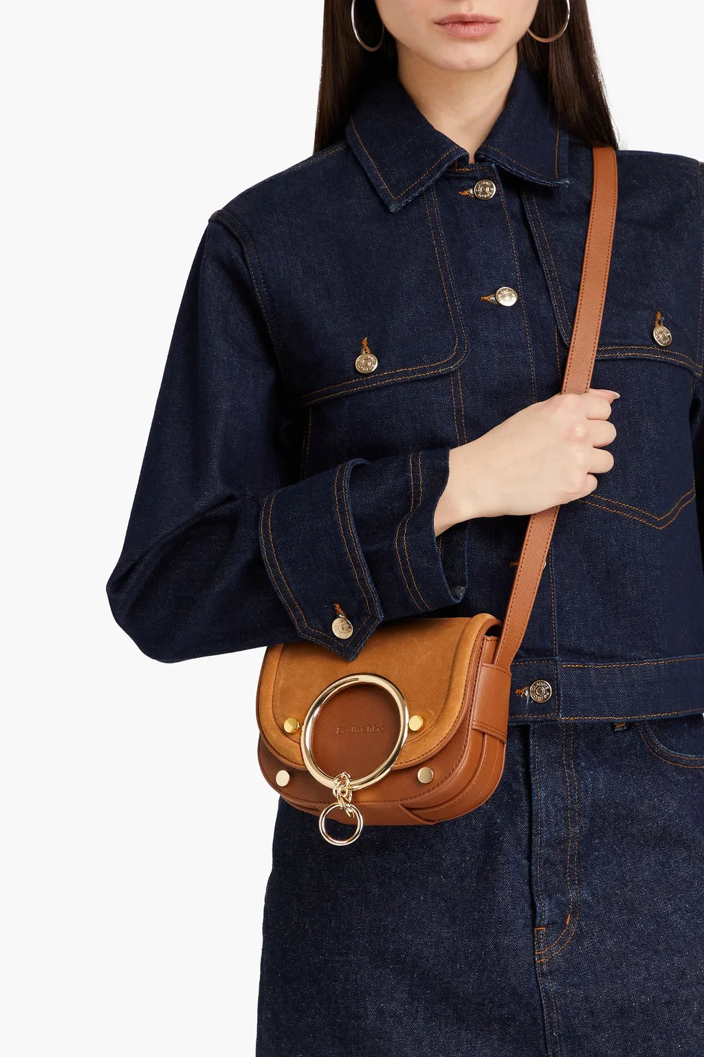 SEE BY CHLOÉ Hana suede and pebbled-leather cross-body bag