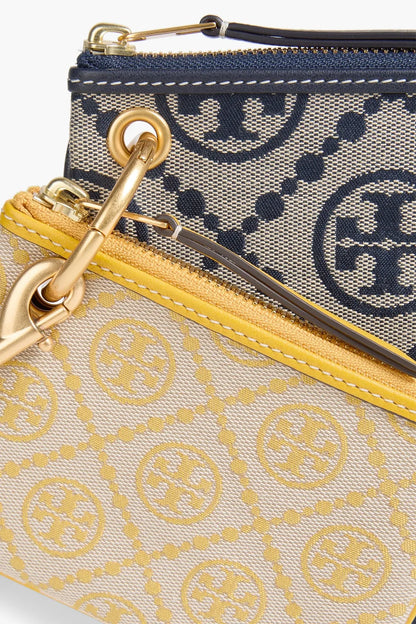 TORY BURCH Leather-trimmed jacquard pouch