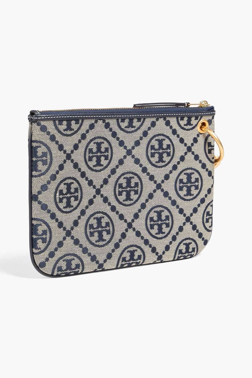 TORY BURCH Leather-trimmed jacquard pouch