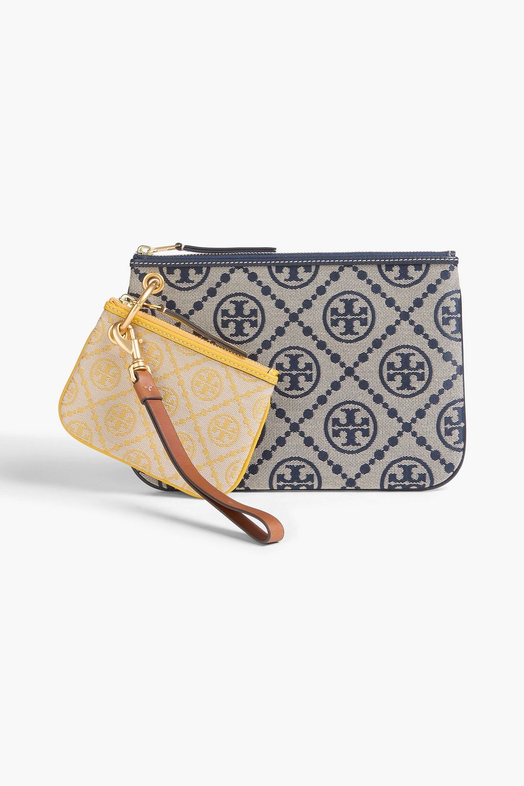 TORY BURCH Leather-trimmed jacquard pouch