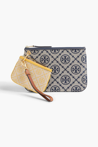 TORY BURCH Leather-trimmed jacquard pouch