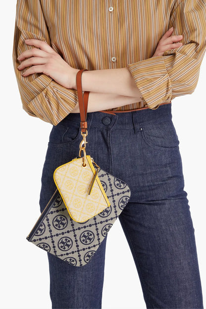 TORY BURCH Leather-trimmed jacquard pouch