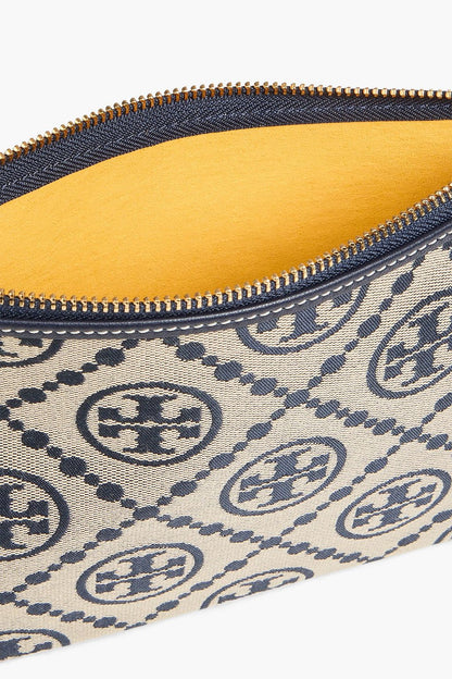 TORY BURCH Leather-trimmed jacquard pouch