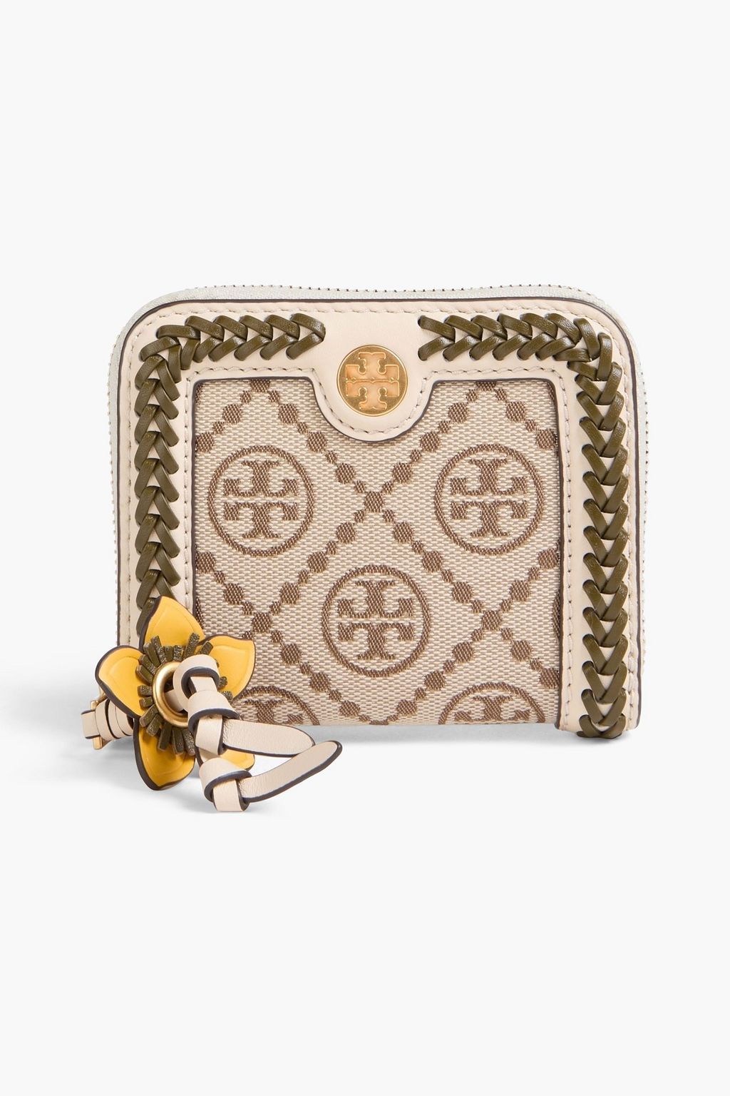 TORY BURCH T Monogram jacquard and leather wallet