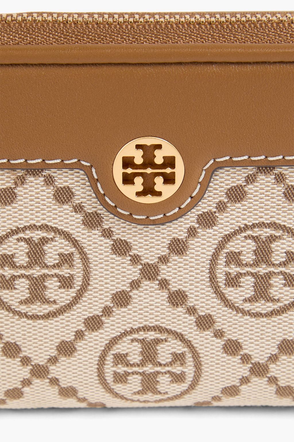 TORY BURCH Jacquard and leather wallet