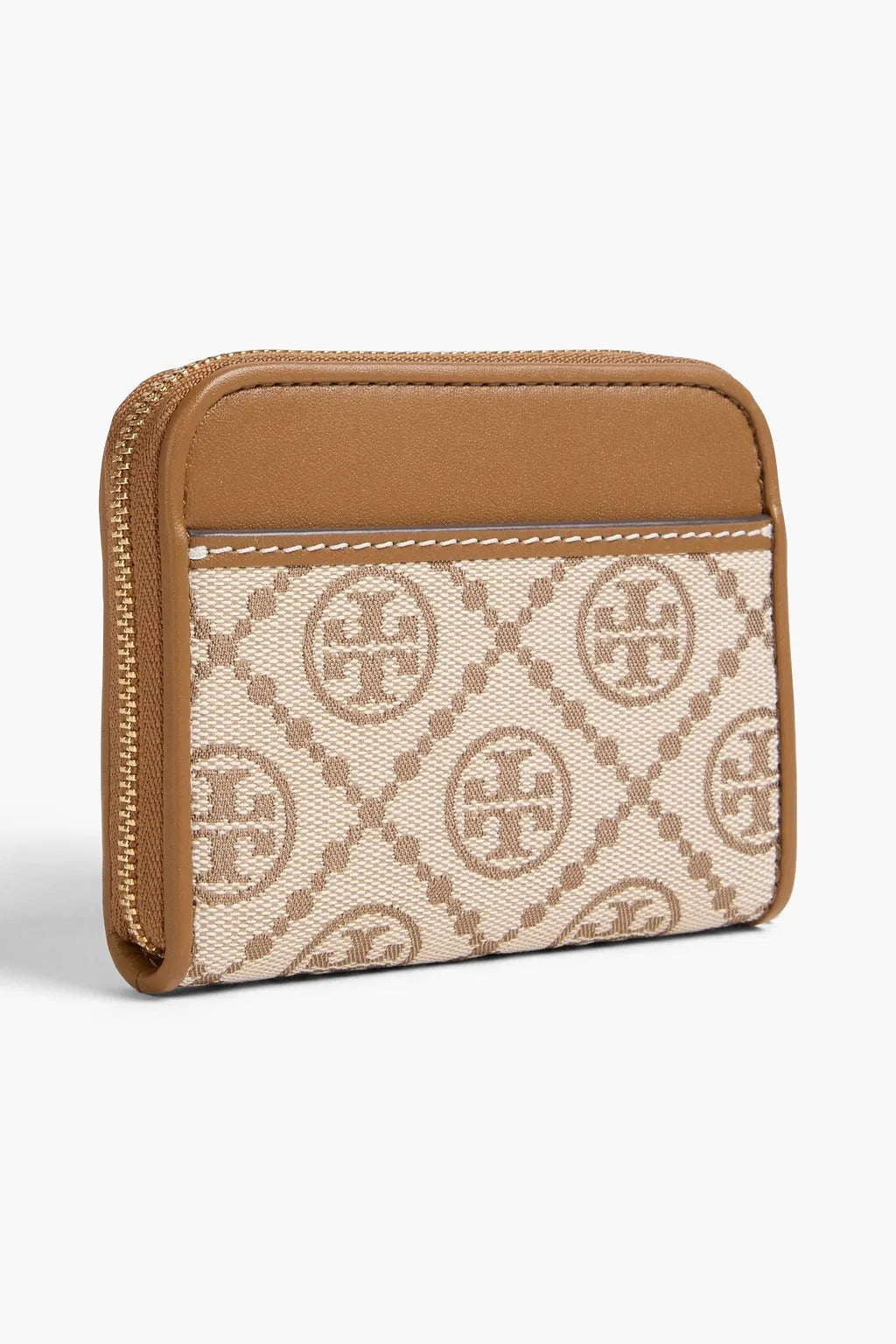 TORY BURCH Jacquard and leather wallet