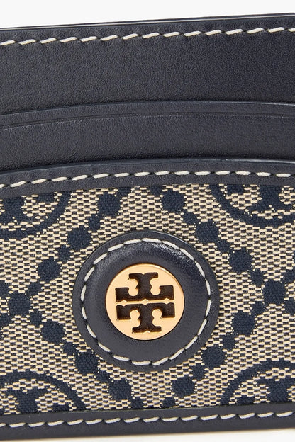 TORY BURCH Jacquard and leather cardholder