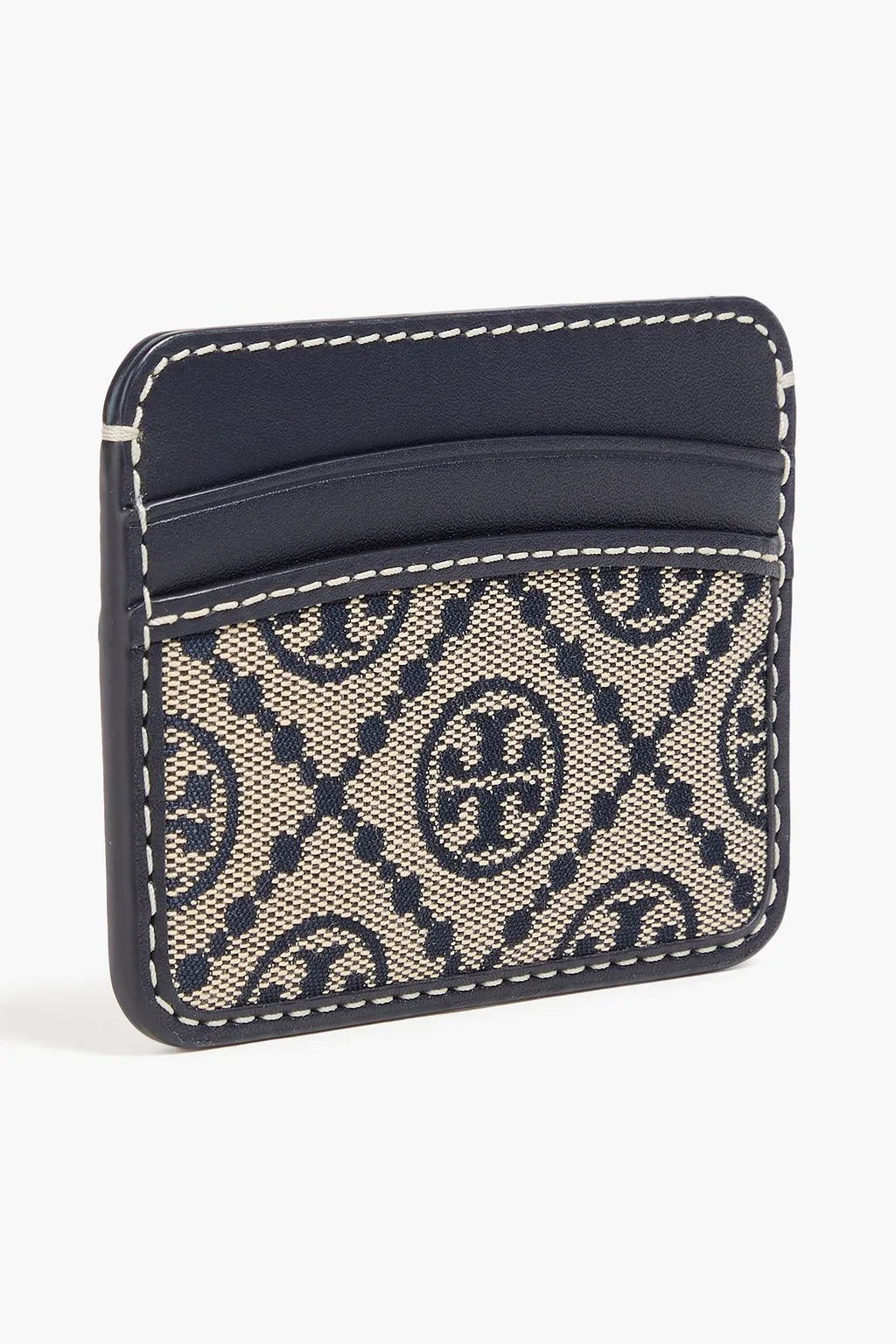 TORY BURCH Jacquard and leather cardholder