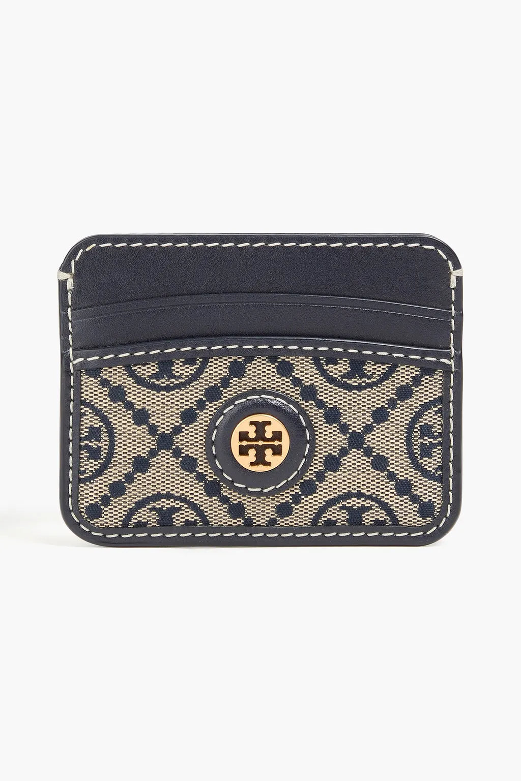 TORY BURCH Jacquard and leather cardholder