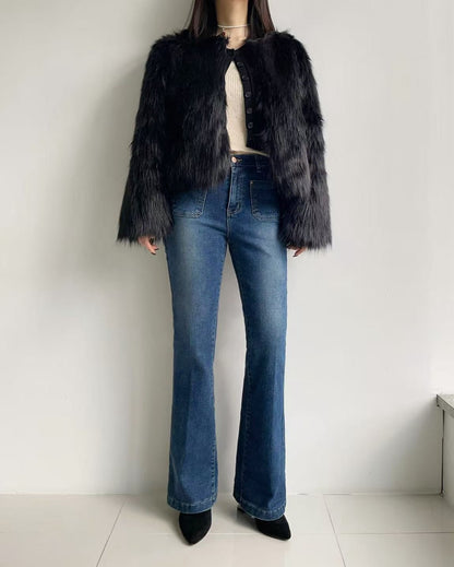 韓國 HowLuk 牛仔褲 刷薄毛  (冬季款)【H2559】