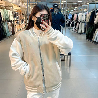 韓國 Discovery Casual Varsity Fleece Jacket【DY155】