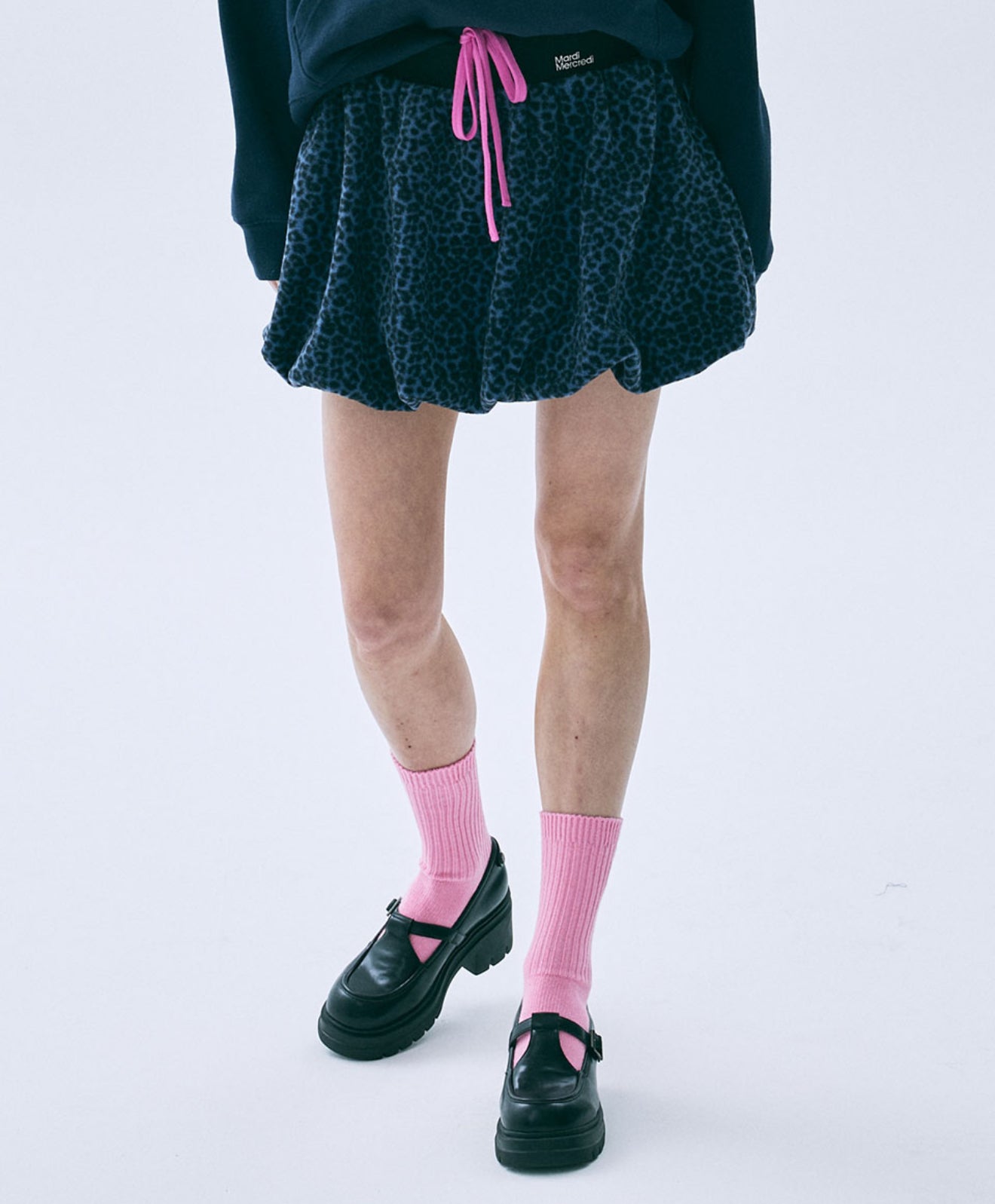 韓國 Mardi Mercredi Fleece Balloon Mini Skirt Leopard【MM184】