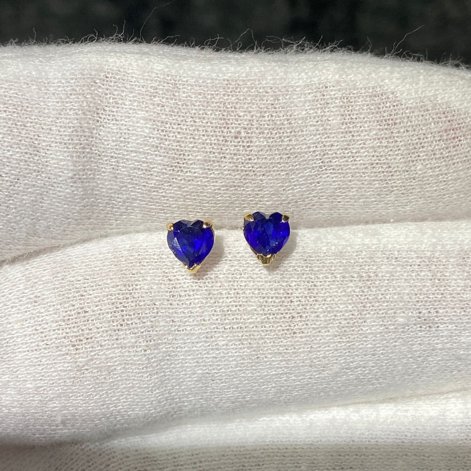 日本直送 愛心藍寶石金耳釘【JS376】