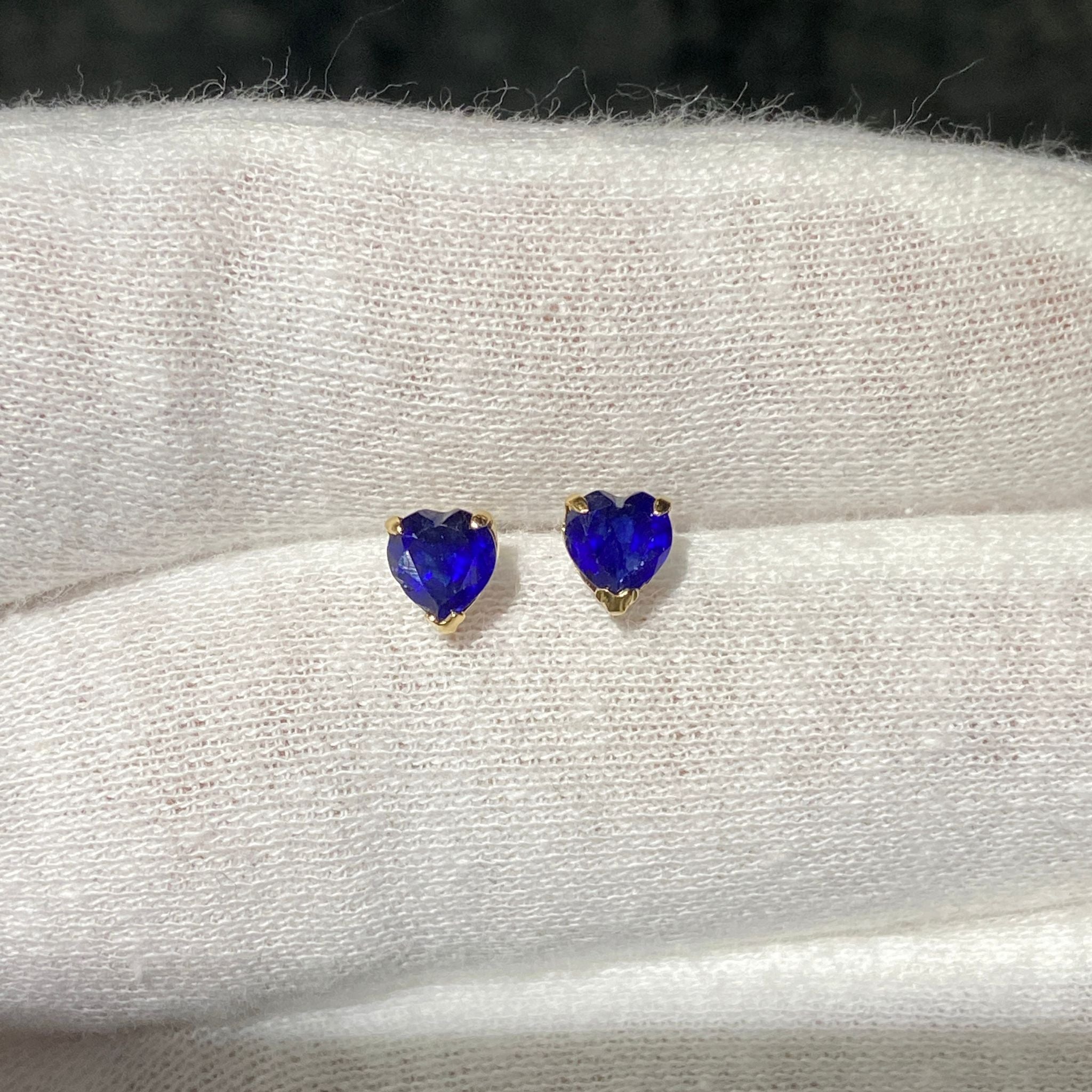 日本直送 愛心藍寶石金耳釘【JS376】