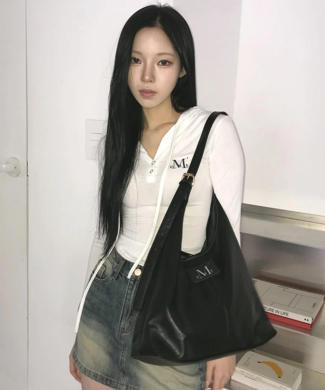 韓國 Mucent Crescent Leather Shoulder Bag【MU003】