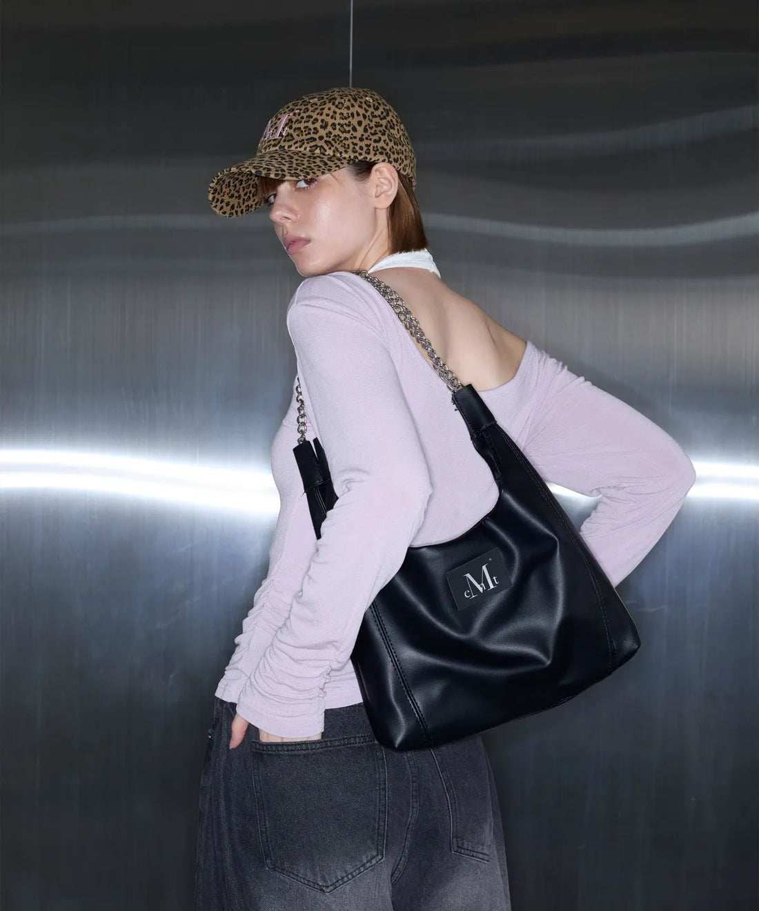 韓國 Mucent Glady Sliver Chain Leather Shoulder Bag【MU115】