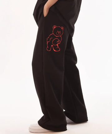 韓國 Ambler The Sun Embroidered Pintuck 2-Way Wide Training Sweatpants【AR122】