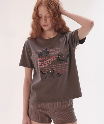 韓國 Ambler The Adventures of a Cat Short Sleeve T-Shirt【AR083】