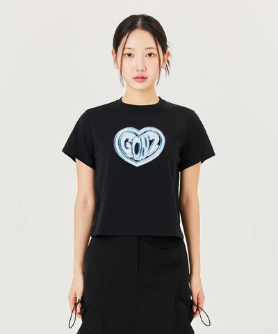 韓國 Mark Gonzales Clear Heart Women's Crop Cool Cotton Short Sleeve T-Shirt【MG070】