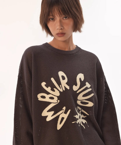 韓國 Ambler With the sun pullover crewneck punching knit【AR089】