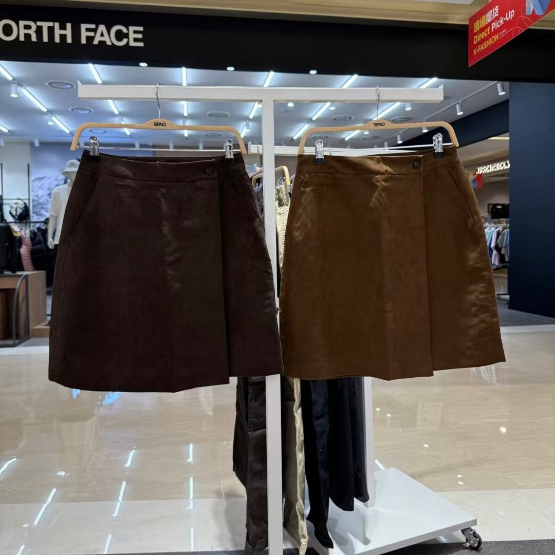 韓國 SPAO Suede Wrap Skirt【SP207】