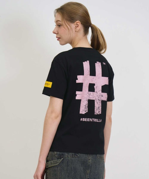 韓國 Beentrill Women's Stamp Hashtag T-Shirt【BL056】