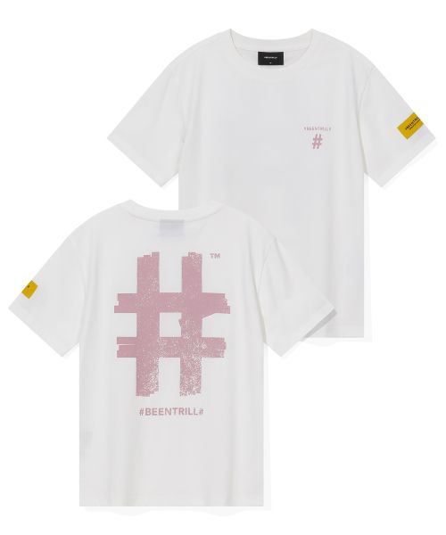 韓國 Beentrill Women's Stamp Hashtag T-Shirt【BL056】
